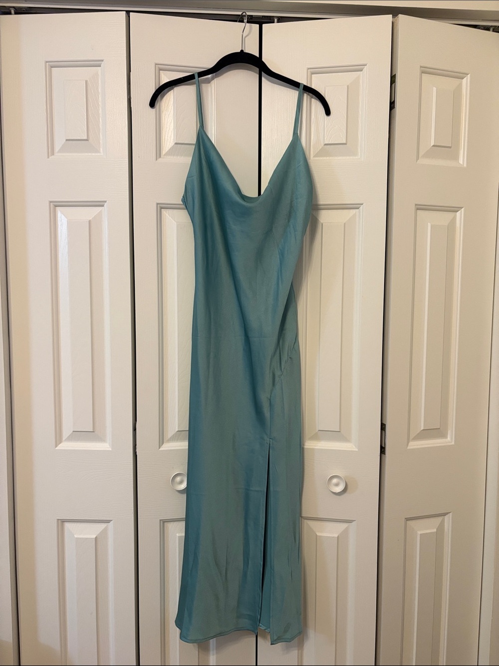 T.J.Maxx Teal Slip Maxi Dress with Cowl Neck